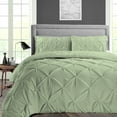 thumbnail image 1 of CCNY 100% Microfiber Duvet Cover with 2 Matching Pillowcases Super King Plus Size Pinch Pattern, Zipper Closure, Corner Ties (Moss), 1 of 7