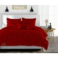 thumbnail image 1 of CCNY 100% Microfiber Made Comforter with 2 Pillow Cases Size- King Blood Red Multi Ruffle Pattern Quilte Case, 1 of 5