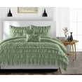 thumbnail image 1 of CCNY 100% Microfiber Made Comforter with 2 Pillow Cases Size- Oversized Palatial King Moss Multi Ruffle Pattern Quilte Case, 1 of 5