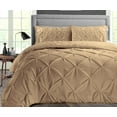 thumbnail image 1 of CCNY 100% Microfiber Made Comforter with 2 Pillow Cases Size- Oversized Palatial King Taupe Pinch Pattern Quilte Case, 1 of 5