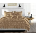 thumbnail image 1 of CCNY 100% Microfiber Made Comforter with 2 Pillow Cases Size- SKP Plus Taupe Multi Ruffle Pattern Quilte Case, 1 of 5
