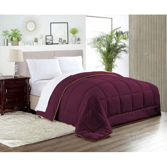 CCNY 100% Microfiber Made Comforter with 2 Pillow Cases Size- Twin Wine Solid Pattern Quilte Case