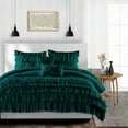 thumbnail image 1 of CCNY 1000 TC 100% Egyptian Cotton Duvet Cover with 2 Matching Pillowcases Oversized King Size Multi Ruffle Pattern, Zipper Closure, Corner Ties (Teal), 1 of 7