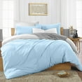 thumbnail image 1 of CCNY 1000 TC 100% Egyptian Cotton Duvet Cover with 2 Matching Pillowcases Super King Size Reversible Pattern, Zipper Closure, Corner Ties (Light Blue), 1 of 7
