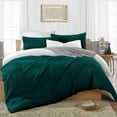 thumbnail image 1 of CCNY 1000 TC 100% Egyptian Cotton Duvet Cover with 2 Matching Pillowcases Super King Size Reversible Pattern, Zipper Closure, Corner Ties (Teal), 1 of 7