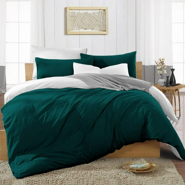CCNY 1000 TC 100% Egyptian Cotton Duvet Cover with 2 Matching Pillowcases Super King Size Reversible Pattern, Zipper Closure, Corner Ties (Teal)