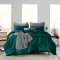 thumbnail image 1 of CCNY 1000 TC 100% Egyptian Cotton Duvet Cover with 2 Matching Pillowcases Twin/Twin XL Size Solid Pattern, Zipper Closure, Corner Ties (Teal), 1 of 7