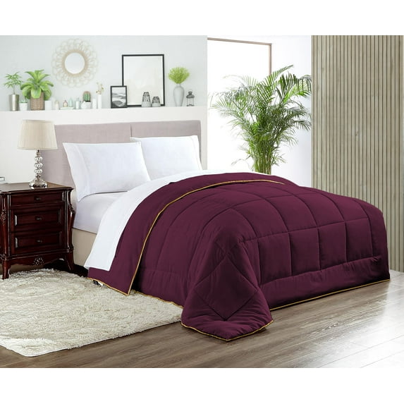 CCNY 1000 TC Egyptian Cotton Comforter with 2 Matching Pillowcases Size- Oversized Palatial King Wine Solid Pattern Breathable Quilted Case