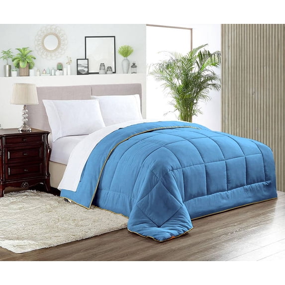 CCNY 1000 TC Egyptian Cotton Comforter with 2 Matching Pillowcases Size- SKP Plus Mediterranean Blue Solid Pattern Breathable Quilted Case