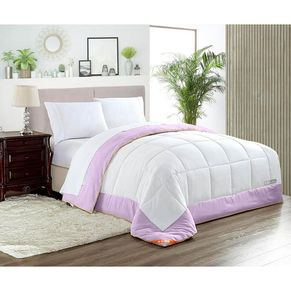 CCNY 1000 TC Egyptian Cotton Comforter with 2 Matching Pillowcases Size- Super King Plus Lilac Tow Tone Pattern Breathable Quilted Case