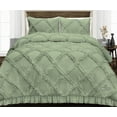 thumbnail image 1 of CCNY 1000 TC Egyptian Cotton Comforter with 2 Matching Pillowcases Size- Twin Moss Diamond Ruffle Pattern Breathable Quilted Case, 1 of 4