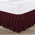 thumbnail image 1 of CCNY 11" Inch Drop Multi Ruffled Bed Skirt California King Size 100% Microfiber Made Wine Color, 1 of 6