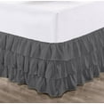thumbnail image 1 of CCNY 11" Inch Drop Multi Ruffled Bed Skirt Short King Size 100% Microfiber Made Dark Grey Color, 1 of 6