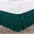 thumbnail image 1 of CCNY 11" Inch Drop Multi Ruffled Bed Skirt Short King Size 100% Microfiber Made Teal Color, 1 of 6