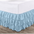thumbnail image 1 of CCNY 11" Inch Drop Multi Ruffled Bed Skirt Twin Size 100% Microfiber Made Light Blue Color, 1 of 6