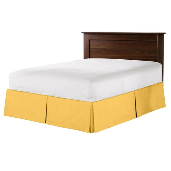CCNY 11" Inch Drop Pleated Bed Skirt Olympic Queen Size 100% Microfiber Made Golden with Split Corners