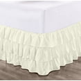 thumbnail image 1 of CCNY 12" Inch Drop Multi Ruffled Bed Skirt Short Queen Size 100% Microfiber Made Ivory Color, 1 of 6
