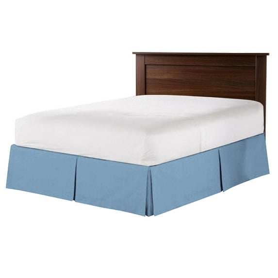 CCNY 12" Inch Drop Pleated Bed Skirt California King Size 100% Microfiber Made Mediterranean Blue with Split Corners Bedskirts