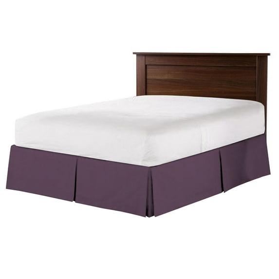CCNY 12" Inch Drop Pleated Bed Skirt California King Size 100% Microfiber Made Plum with Split Corners Bedskirts