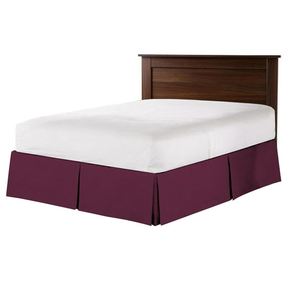 CCNY 12" Inch Drop Pleated Bed Skirt California King Size 100% Microfiber Made Wine with Split Corners Bedskirts