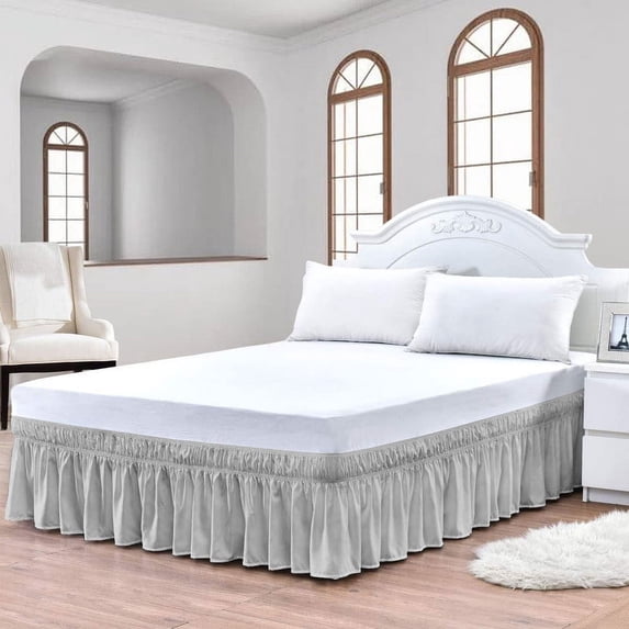 CCNY 12" Inch Drop Wrap Around Bed Skirt Emperor/Wyoming King Size 100% Microfiber Made Light Grey Color