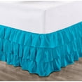 thumbnail image 1 of CCNY 14" Inch Drop Multi Ruffled Bed Skirt Olympic Queen Size 100% Microfiber Made Turquoise Blue Color, 1 of 6