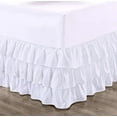 thumbnail image 1 of CCNY 14" Inch Drop Multi Ruffled Bed Skirt Short King Size 100% Microfiber Made White Color, 1 of 6
