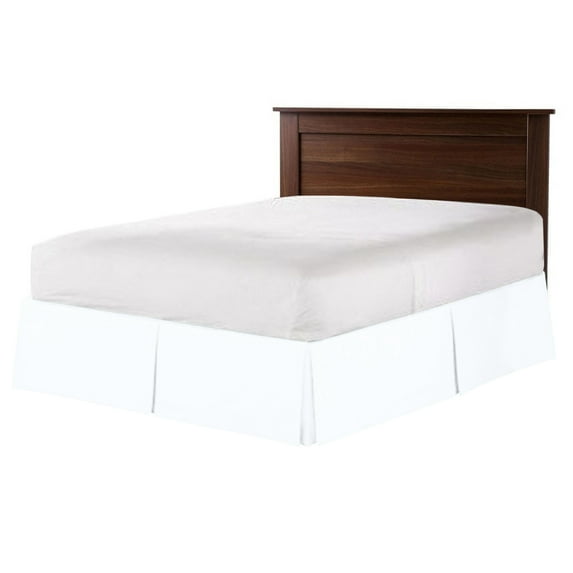 CCNY 14" Inch Drop Pleated Bed Skirt California King Size 100% Microfiber Made White with Split Corners Bedskirts