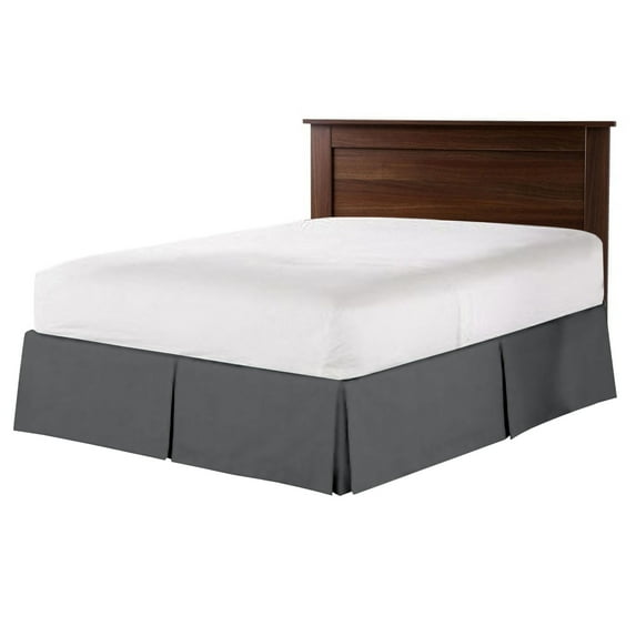 CCNY 14" Inch Drop Pleated Bed Skirt King Size 100% Microfiber Made Dark Grey with Split Corners Bedskirts