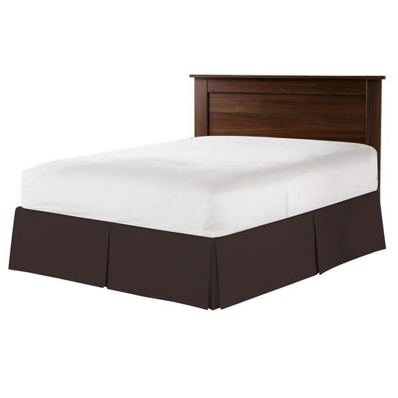 CCNY 14" Inch Drop Pleated Bed Skirt Short King Size 100% Microfiber Made Chocolate with Split Corners Bedskirts