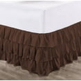 thumbnail image 1 of CCNY 16" Inch Drop Multi Ruffled Bed Skirt Queen Size 100% Microfiber Made Chocolate Color, 1 of 6