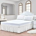 thumbnail image 1 of CCNY 16" Inch Drop Wrap Around Bed Skirt Family King Size 100% Microfiber Made White Color, 1 of 6