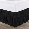 thumbnail image 1 of CCNY 18" Inch Drop Multi Ruffled Bed Skirt Olympic Queen Size 100% Microfiber Made Black Color, 1 of 6