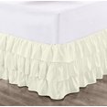 thumbnail image 1 of CCNY 18" Inch Drop Multi Ruffled Bed Skirt Olympic Queen Size 100% Microfiber Made Ivory Color, 1 of 6