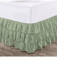 thumbnail image 1 of CCNY 18" Inch Drop Multi Ruffled Bed Skirt Twin Size 100% Microfiber Made Moss Color, 1 of 5
