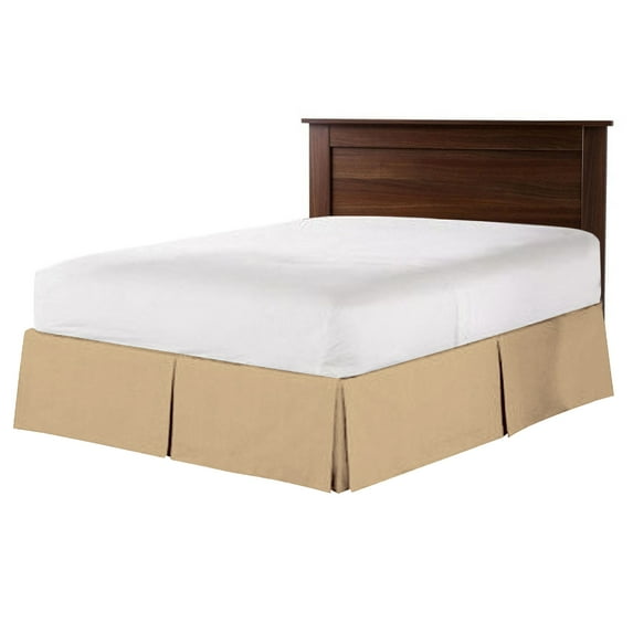 CCNY 18" Inch Drop Pleated Bed Skirt Short King Size 100% Microfiber Made Taupe Bedskirt with Split Corners