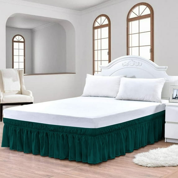 CCNY 18" Inch Drop Wrap Around Bed Skirt Family XL Size 100% Microfiber Made Teal Color