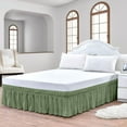 thumbnail image 1 of CCNY 18" Inch Drop Wrap Around Bed Skirt Texas King Size 100% Microfiber Made Moss Color, 1 of 6