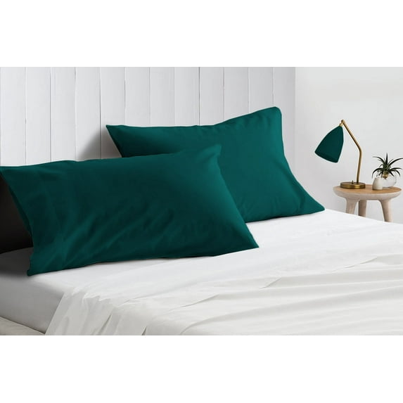 CCNY 2 Pack Youth Pillowcases Set Youth 16x22 Inch 600 Thread Count 100% Soft Egyptian Cotton Travel Pillow Covers Teal Solid