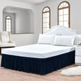 thumbnail image 1 of CCNY 21" Inch Drop Wrap Around Bed Skirt Alberta King Size 100% Microfiber Made Navy Blue Color, 1 of 6