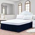 thumbnail image 1 of CCNY 21" Inch Drop Wrap Around Bed Skirt Texas King Size 100% Microfiber Made Navy Blue Color, 1 of 6