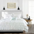 thumbnail image 1 of CCNY 600 TC 100% Egyptian Cotton Duvet Cover with 2 Matching Pillowcases Oversized King Size Multi Ruffle Pattern, Zipper Closure, Corner Ties (White), 1 of 7