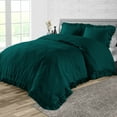 thumbnail image 1 of CCNY 600 TC 100% Egyptian Cotton Duvet Cover with 2 Matching Pillowcases Super King PlusPlus Size Trimmed Ruffle Pattern, Zipper Closure, Corner Ties (Teal), 1 of 7