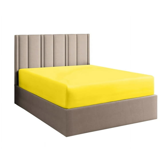CCNY 600 TC Egyptian Cotton 1 Fitted Sheet & 2 Pillowcases 15 Inch Deep Pocket (California King-Yellow Solid)