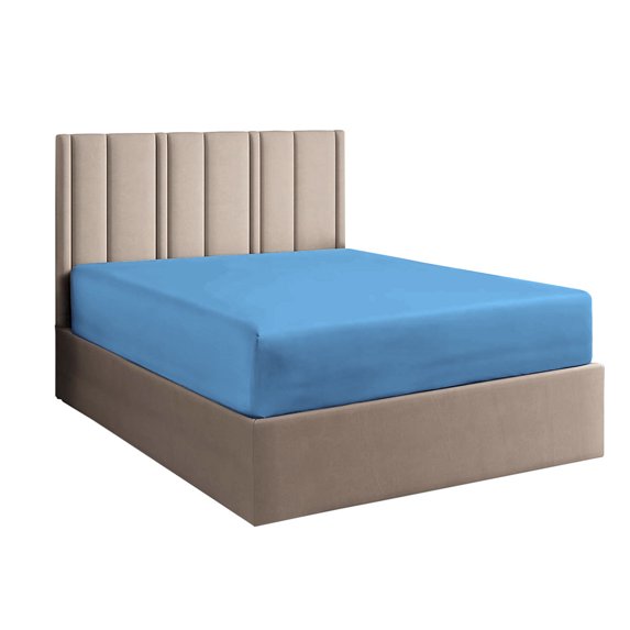 CCNY 600 TC Egyptian Cotton 1 Fitted Sheet & 2 Pillowcases 15 Inch Deep Pocket (Queen-Mediterranean Blue Solid)