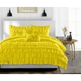 thumbnail image 1 of CCNY 600 TC Egyptian Cotton Comforter with 2 Matching Pillowcases Size Queen Yellow Multi Ruffle Pattern Breathable Quilted Case, 1 of 4