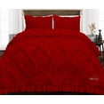 thumbnail image 1 of CCNY 600 TC Egyptian Cotton Comforter with 2 Matching Pillowcases Size SKP Plus Blood Red Diamond Ruffle Pattern Breathable Quilted Case, 1 of 4