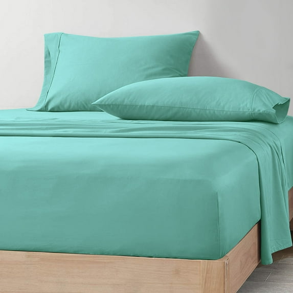 CCNY 800 TC Egyptian Cotton Bed Sheets, 4Pc Sheet Set - 1 Fitted Sheet, 1 Flat Sheet & 2 Pillowcases 18 Inch Deep Pocket (California King-Aqua Green)