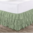 thumbnail image 1 of CCNY 9" Inch Drop Multi Ruffled Bed Skirt Short King Size 100% Microfiber Made Moss Color, 1 of 5