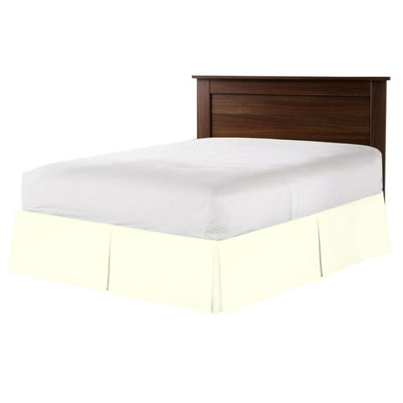 CCNY 9" Inch Drop Pleated Bed Skirt Full Size 100% Microfiber Made Ivory with Split Corners